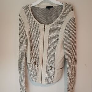 DREW Cream and Gray Knit Blazer